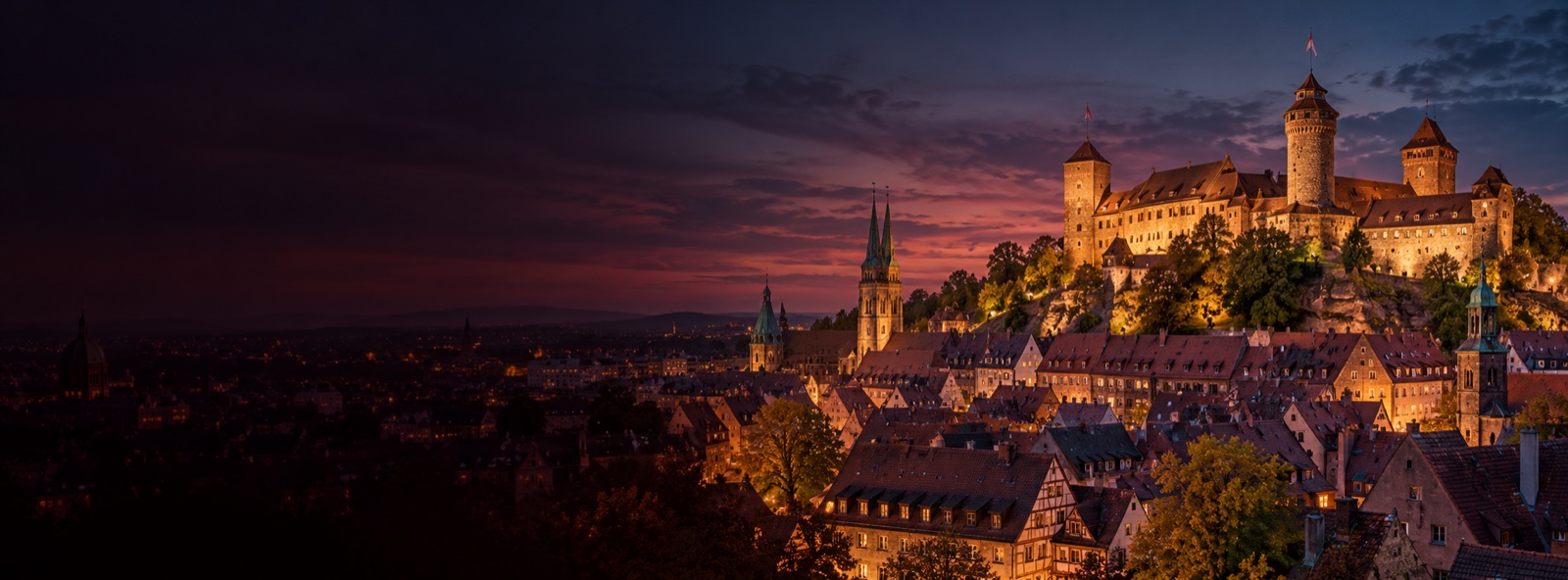 Stadtmotiv aus Nürnberg bei Abenddämmerung